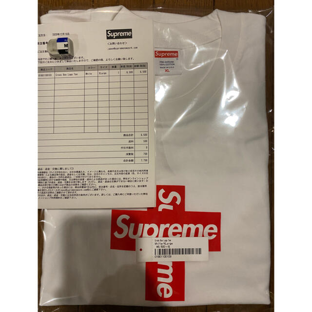 メンズsupreme cross box logo tee white XL 白