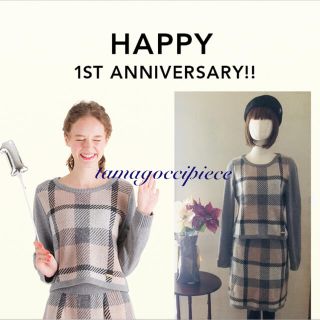 バーバリーブルーレーベル(BURBERRY BLUE LABEL)の1周年記念＊限定＊チェックニットセットアップ＊ブルーレーベルクレストブリッジ(セット/コーデ)