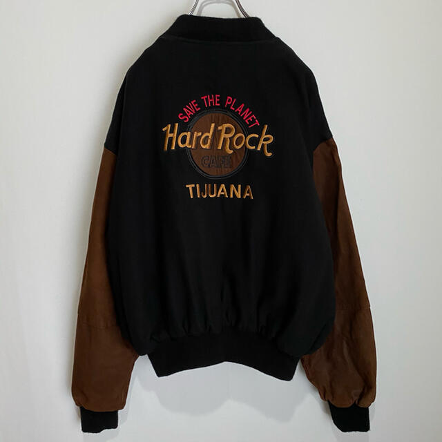 ハードロックカフェ hard rock cafe スタジャン レザー　90s メンズのジャケット/アウター(スタジャン)の商品写真