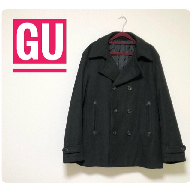 GU(ジーユー)の【安くて良い品なら絶対これ❗】GU メンズ XL Pコート 黒  ブラック メンズのジャケット/アウター(ピーコート)の商品写真