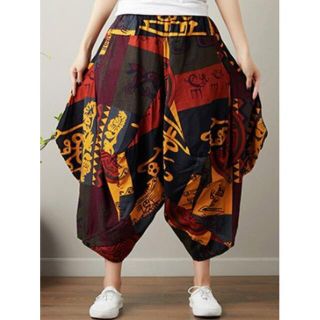レディース エスニック クロップドパンツ 秋物 セール品 ワイドレッグ 送料無料