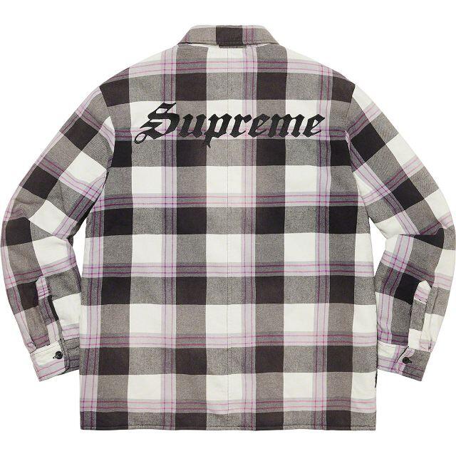 20FW Supreme Quilted Flannel Shirt M 1