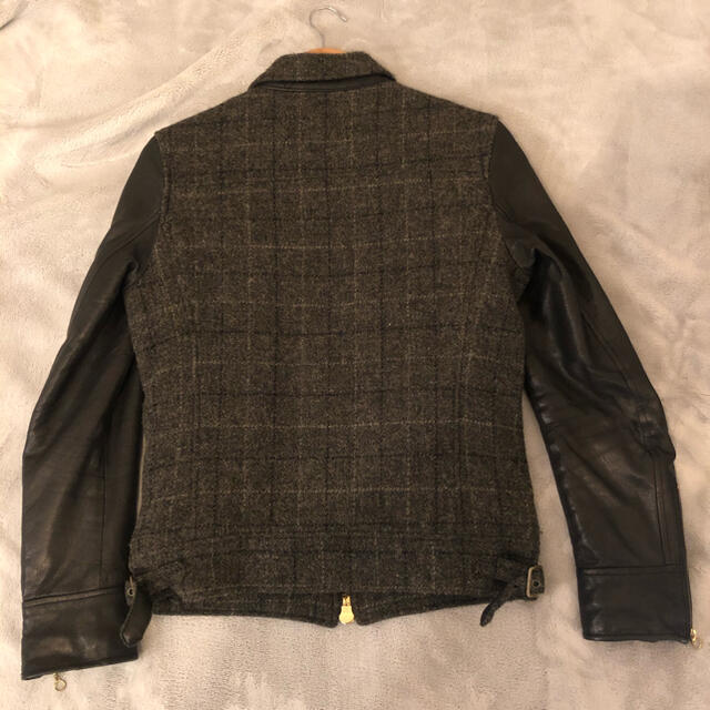 JACKROSE(ジャックローズ)のJACKROSE Vintage × Harris Tweed 袖レザー　ウール メンズのジャケット/アウター(レザージャケット)の商品写真