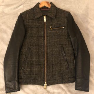 ジャックローズ(JACKROSE)のJACKROSE Vintage × Harris Tweed 袖レザー　ウール(レザージャケット)