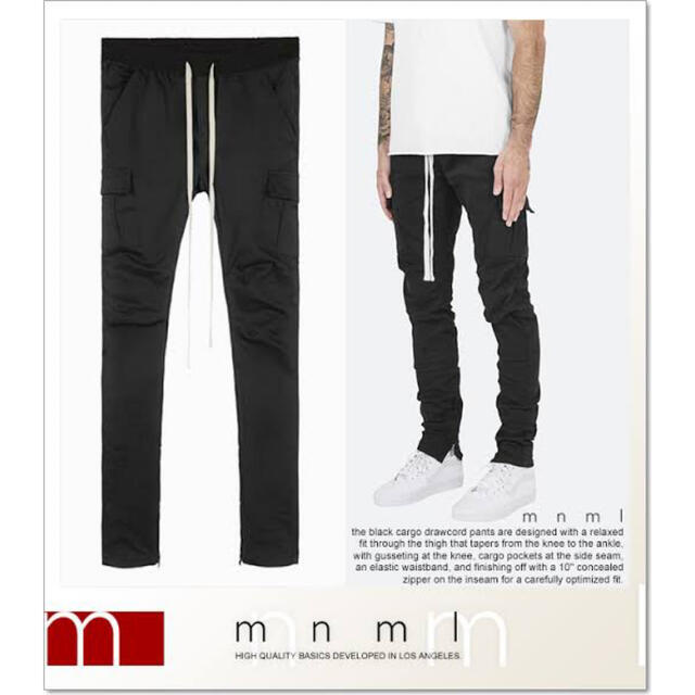 mnml cargo drawcord pants black