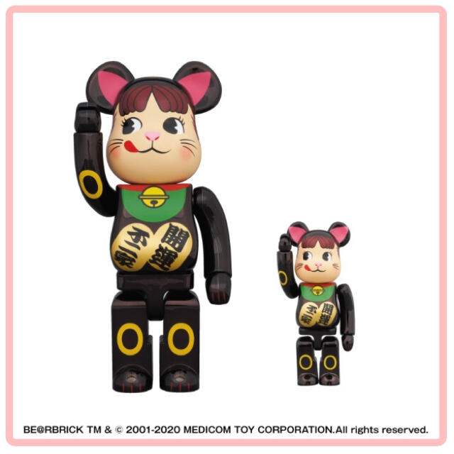 エンタメ/ホビーBE@RBRICK 招き猫 ペコちゃん 黒メッキ 100% & 400%