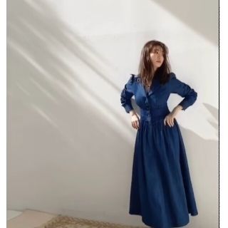 スナイデル(SNIDEL)の*新品* Her lip to Lace Belted Denim Dress(ロングワンピース/マキシワンピース)