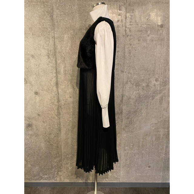 COMME des GARCONS(コムデギャルソン)のローブドコムデギャルソン フェイクファー ベロア 切り替え ワンピ ◼︎254 レディースのワンピース(ロングワンピース/マキシワンピース)の商品写真