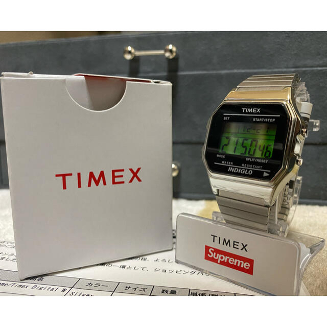 Supreme timex デジタル腕時計 シルバー