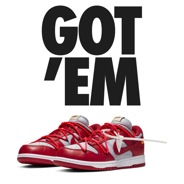 Nike off white dunk low University Red