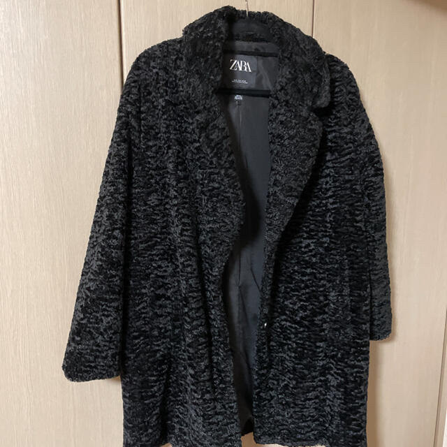 ZARA - Zara コート テディコート ボア エコファー ブラックの ZARA - Zara コート テディコート ボア エコファー ブラックの