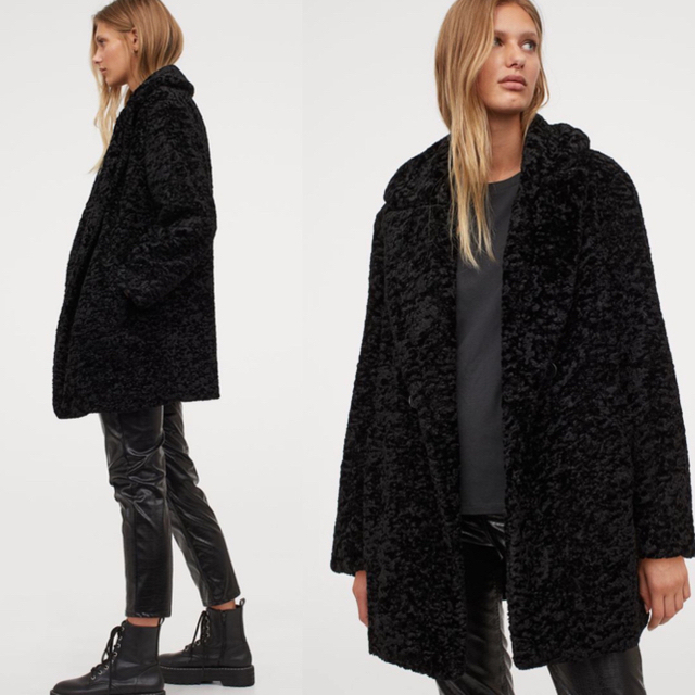 ZARA - Zara コート テディコート ボア エコファー ブラックの ZARA - Zara コート テディコート ボア エコファー ブラックの