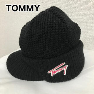 トミー(TOMMY)のTOMMY トミー　ニット帽　キャップ　ビーニー　つば付　黒　ブラック(ニット帽/ビーニー)