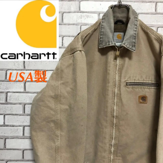 carhartt(カーハート)の【カーハート  】ダック地革タグデトロイトジャケットUSA製90s メンズのジャケット/アウター(Gジャン/デニムジャケット)の商品写真