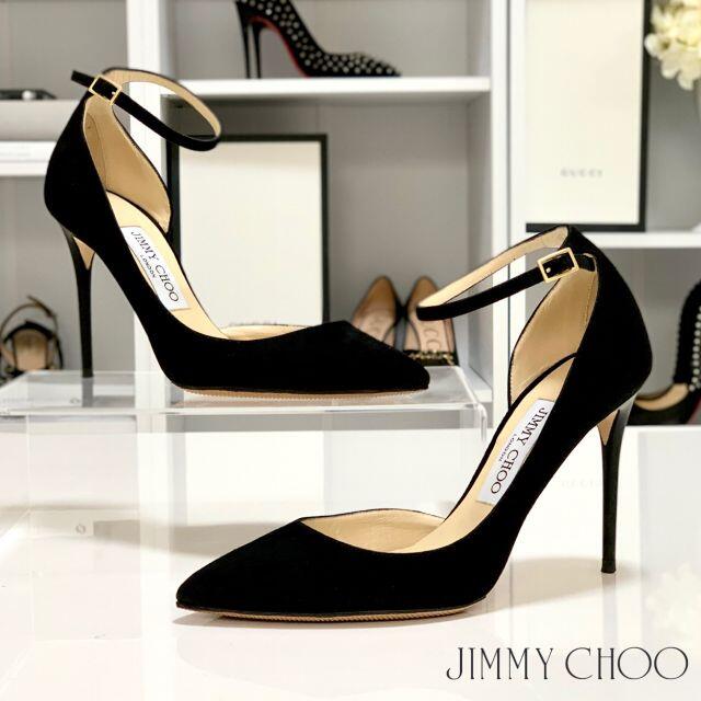 2021 ジミーチュウ スエード ストラップ パンプス 黒JIMMYCHOO