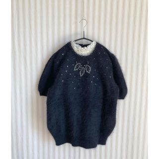 グリモワール(Grimoire)の古着　vintage used  モヘアニット　ビーズ刺繍　レトロ　ビンテージ　(ニット/セーター)