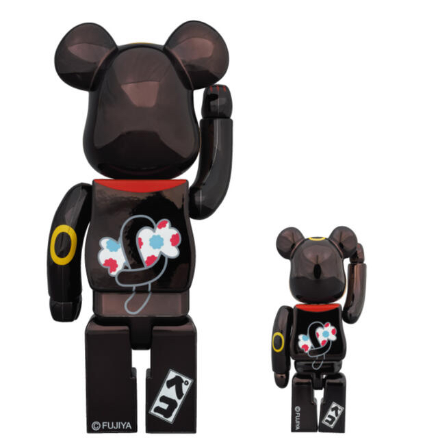 BE@RBRICK 招き猫 ペコちゃん 黒メッキ 100％ ＆ 400％