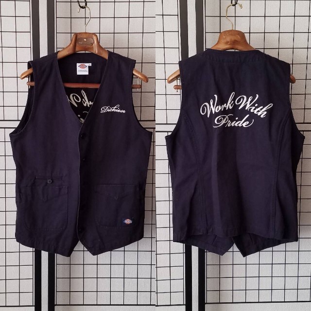 Dickies(ディッキーズ)のDickies チェーン刺繍入り コットン ワークベスト Work Vest メンズのトップス(ベスト)の商品写真