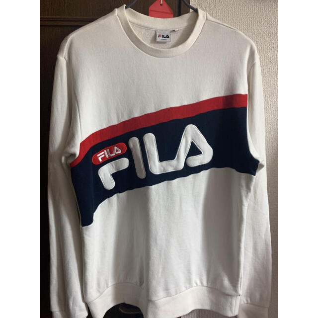 美品 FILA トレーナー トリコロール 刺繍ロゴ 大きいサイズ メンズ XL