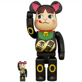 フジヤ(不二家)のBE@RBRICK 招き猫 ペコちゃん 黒メッキ 100% & 400%(フィギュア)