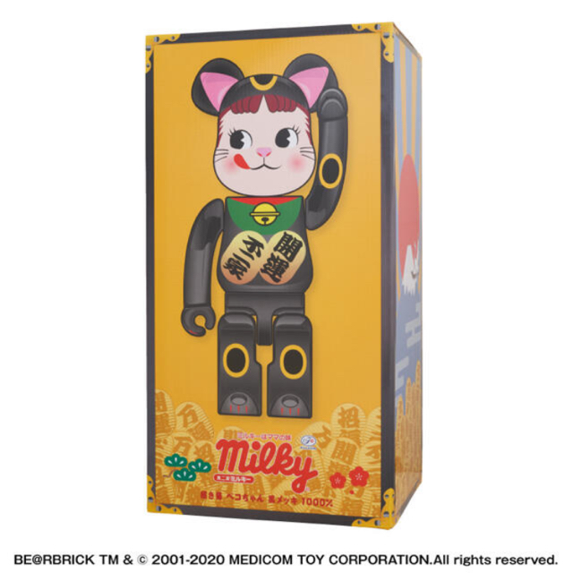 BE@RBRICK 招き猫 ペコちゃん 黒メッキ 1000％ ベアブリック