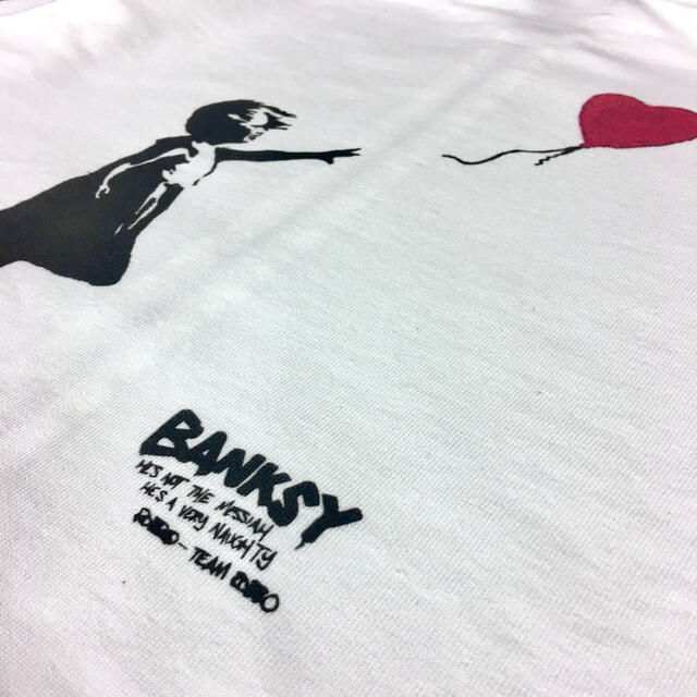 新品 BANKSY バンクシー 風船と少女 バックプリント ジップ 白 パーカー