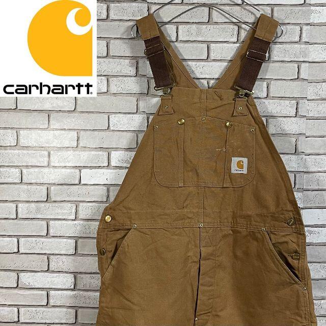 激レア 希少 Carhartt USA製 コットンオーバーオール ベージュ LL