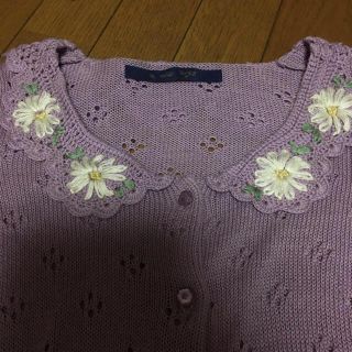 アンアナザーアンジェラス(an another angelus)のお花刺繍半袖カーディガン(カーディガン)