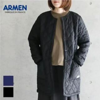 アーメン(ARMEN)の美品 アーメン ARMEN ノーカラーコート サイズ2 ネイビー(ノーカラージャケット)