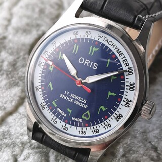 オリス(ORIS)のオリス ORIS ホワイト ブルー 17石 3針 1970s 整備済 機械式(腕時計(アナログ))