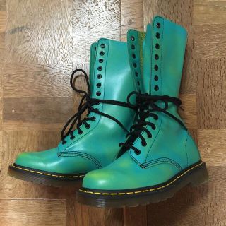 ドクターマーチン(Dr.Martens)のドクターマーチン 14ホール ブーツ レア 24.0 グリーン ビンテージ加工(ブーツ)