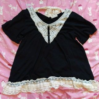 アクシーズファム(axes femme)の値下げ☆黒バックレースリボントップス(Tシャツ(半袖/袖なし))