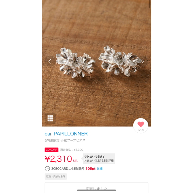 ear PAPILLONNER(イアパピヨネ)のear ピアス レディースのアクセサリー(ピアス)の商品写真