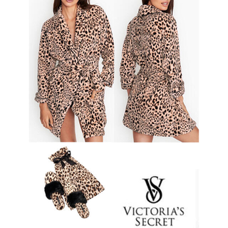ヴィクトリアズシークレット(Victoria's Secret)のVS 定価¥10,362 レパード柄バスローブ/スリッパ 2点セット(ルームウェア)