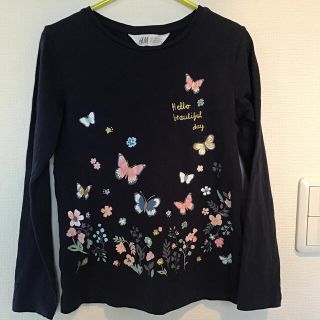 エイチアンドエム(H&M)のh&m 長袖Tシャツ　濃紺　110 120(Tシャツ/カットソー)