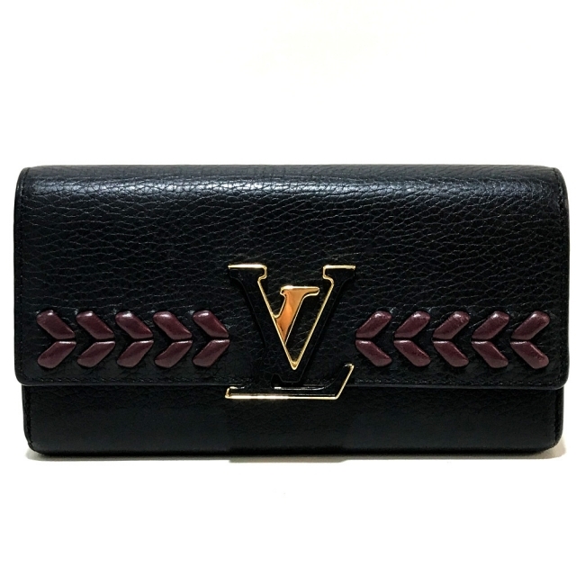 ルイヴィトン LOUIS VUITTON ポルトフォイユ・カプシーヌ M62076 トリヨン 長財布 2つ折り財布 トリヨンレザー ノワール ブラック