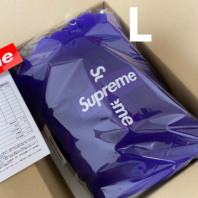 【L】Supreme Cross Box Logo Hooded Sweatパーカー