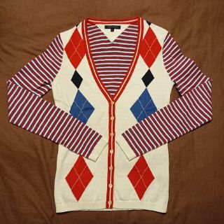 トミーヒルフィガー(TOMMY HILFIGER)のTOMMY HILFIGERトミーヒルフィガー トリコロール カーディガン S(カーディガン)