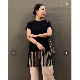 アメリヴィンテージ(Ameri VINTAGE)の【美品】Ameri LONG FRINGE SWING TOP(カットソー(半袖/袖なし))