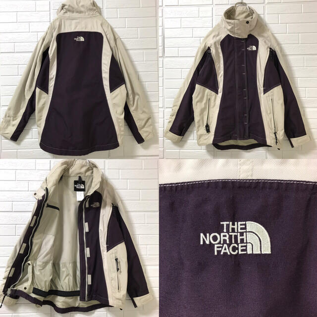 THE NORTH FACE(ザノースフェイス)のノースフェイス マウンテンジャケット 紫 白 バイカラー Ｍ レディースのジャケット/アウター(ナイロンジャケット)の商品写真