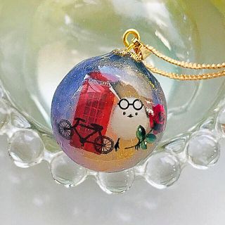 No.920 夜のシマエナガちゃんラウンド型ネックレスリバーシブル
