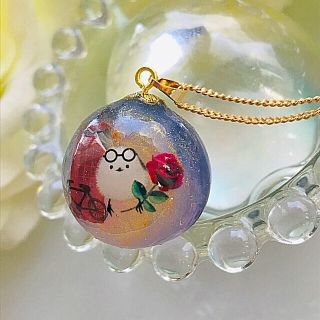 No.920 夜のシマエナガちゃんラウンド型ネックレスリバーシブル