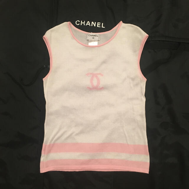 CHANEL(シャネル)の定価25万円シャネルピンクアイコンタンクトップ レディースのトップス(タンクトップ)の商品写真