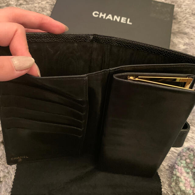CHANEL - CHANEL キャビアスキン 長財布 ウォレット がま口の CHANEL - CHANEL キャビアスキン 長財布 ウォレット がま口の