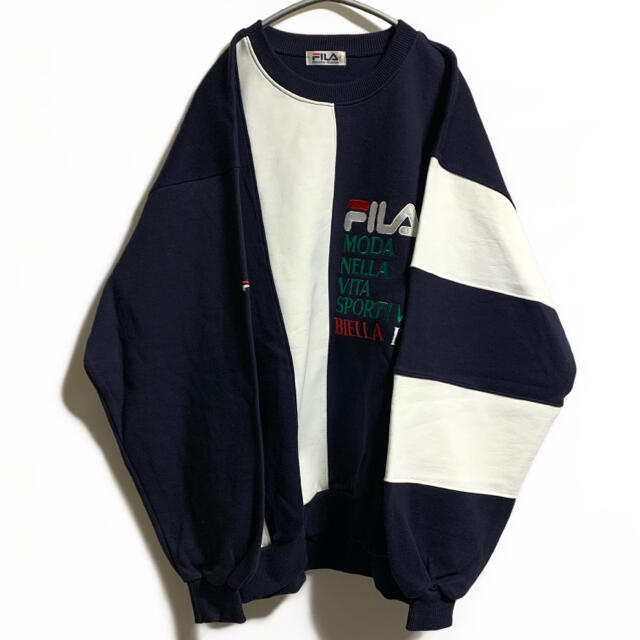 FILA - 【激レア】 90s FILA 刺繍 ロゴ スウェット フィラ バイカラー