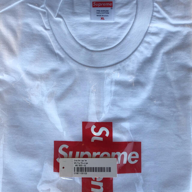 込み 白 XL 新品未使用 Supreme Cross Box Logo Tee