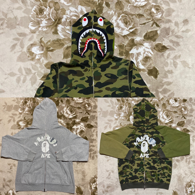 セット　APE BAPE KAWS 1st camo パーカー　shark mパーカー