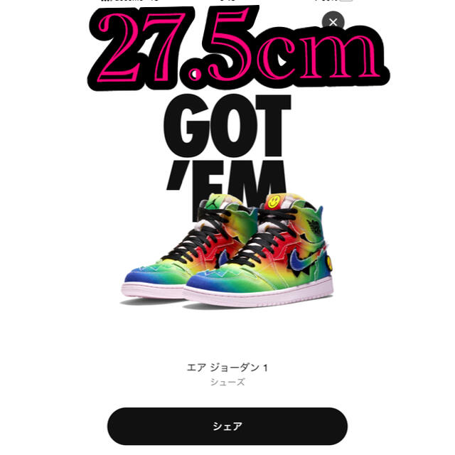 NIKE AIR JORDAN 1 HIGH × J Balvin 27.5cm