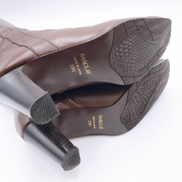 BARCLAY(バークレー)のBARCLAY バークレイ ブラウン レザー ロングブーツ 23.5cm 極美品 レディースの靴/シューズ(ブーツ)の商品写真