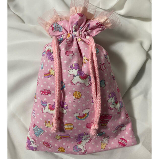 給食袋 コップ袋 巾着袋 ユニコーン ピンク ハンドメイドのキッズ/ベビー(外出用品)の商品写真